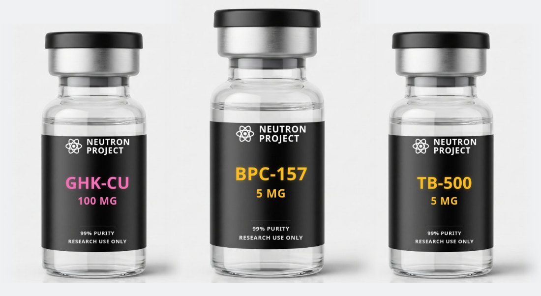 Glow Stack: GHK-CU + BPC-157 + TB-500 vials from Neutron Project